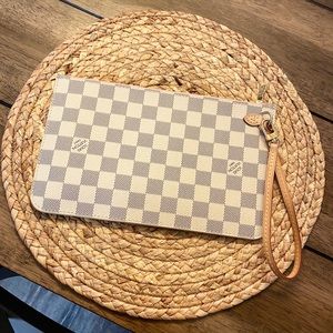 Louis Vuitton Checkered Clutch in Cream and Brown